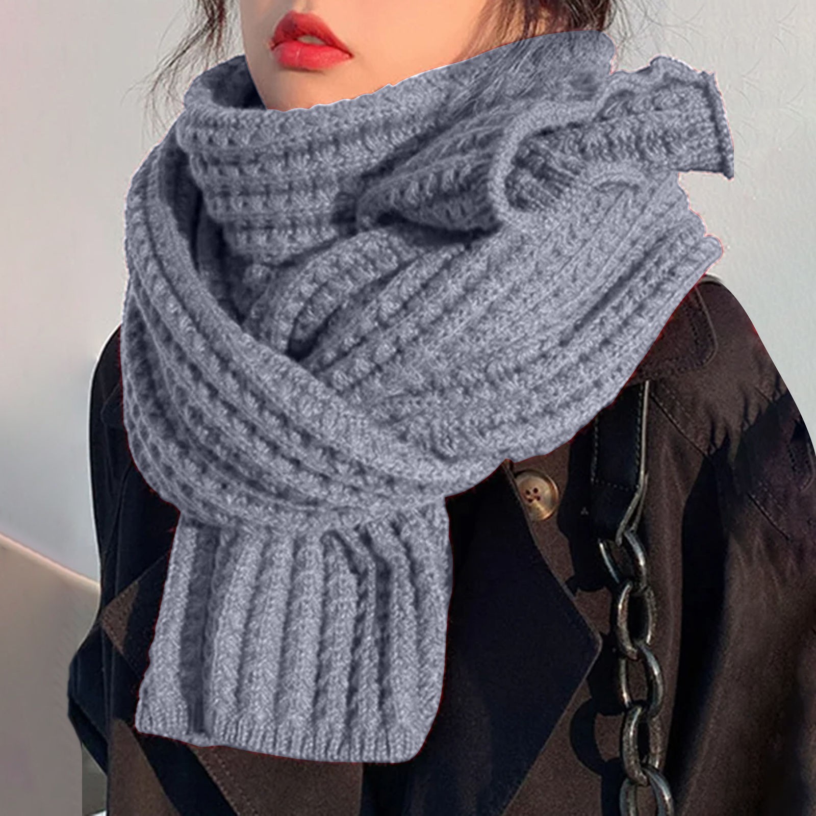 Valueadd Clearance Women's Solid Color Knitted Wool Scarf shawl wraps for women
